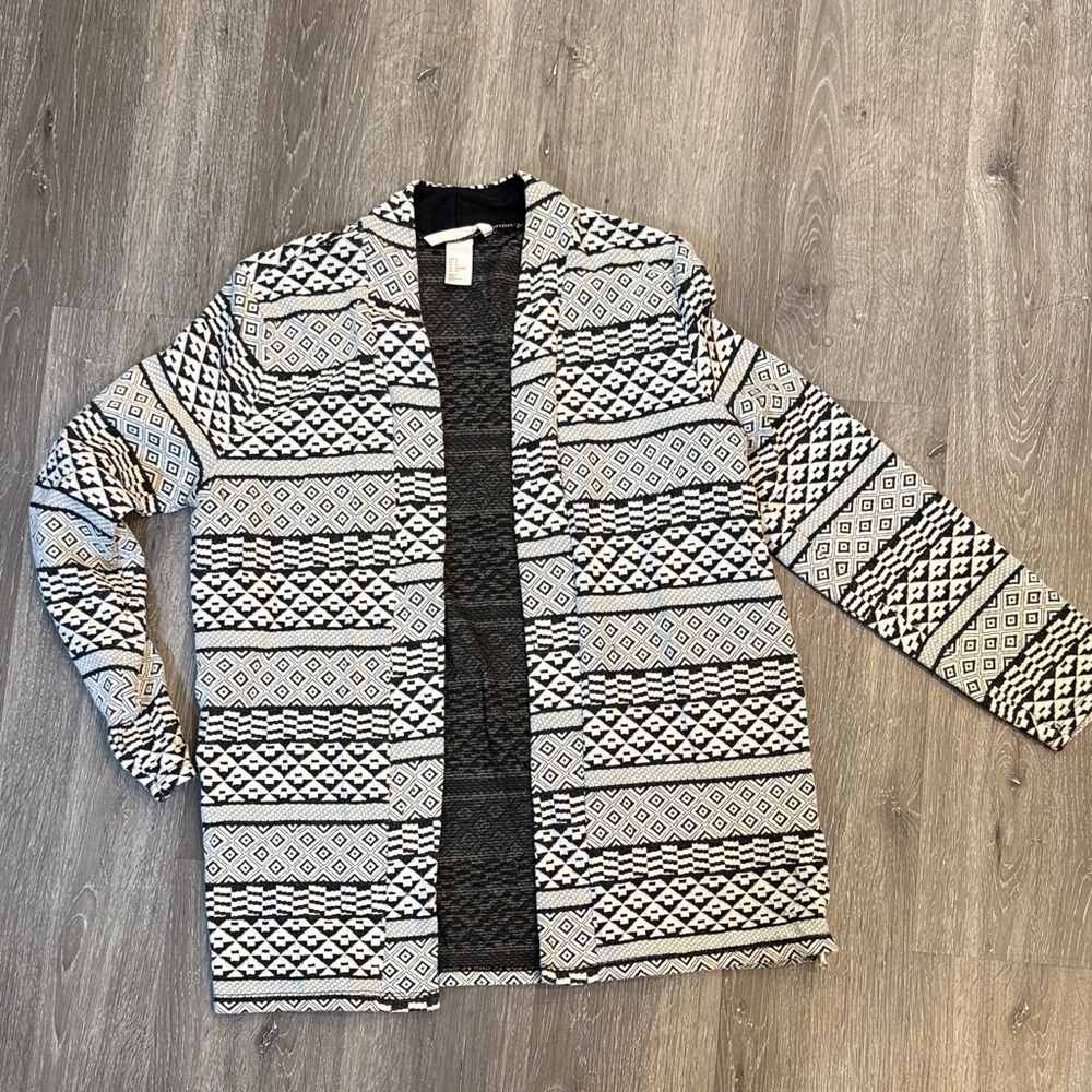 Patterned Black and White Women's Jacket